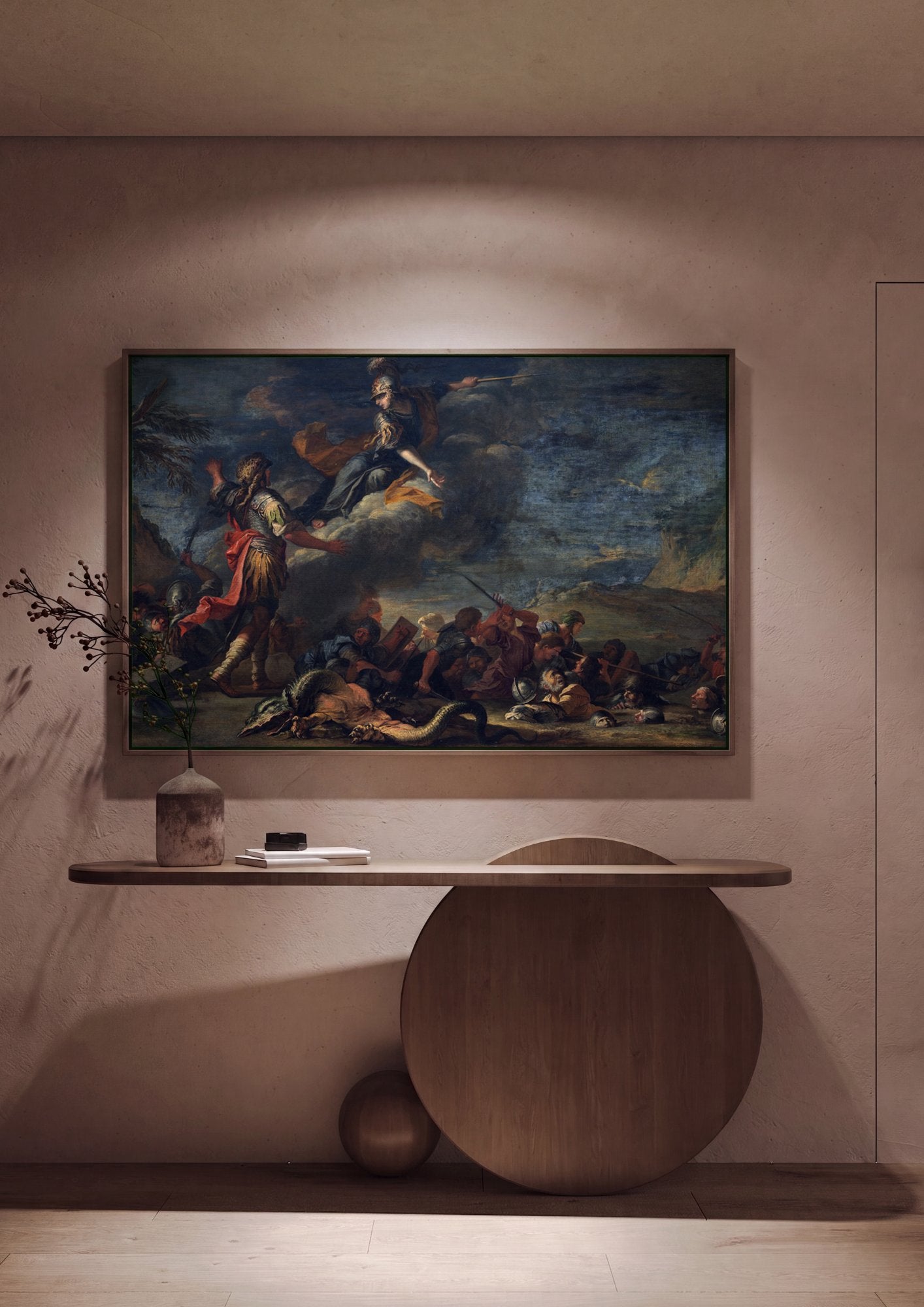 Quadro Decorativo A Minerva de Salvator Rosa em ambiente decorado