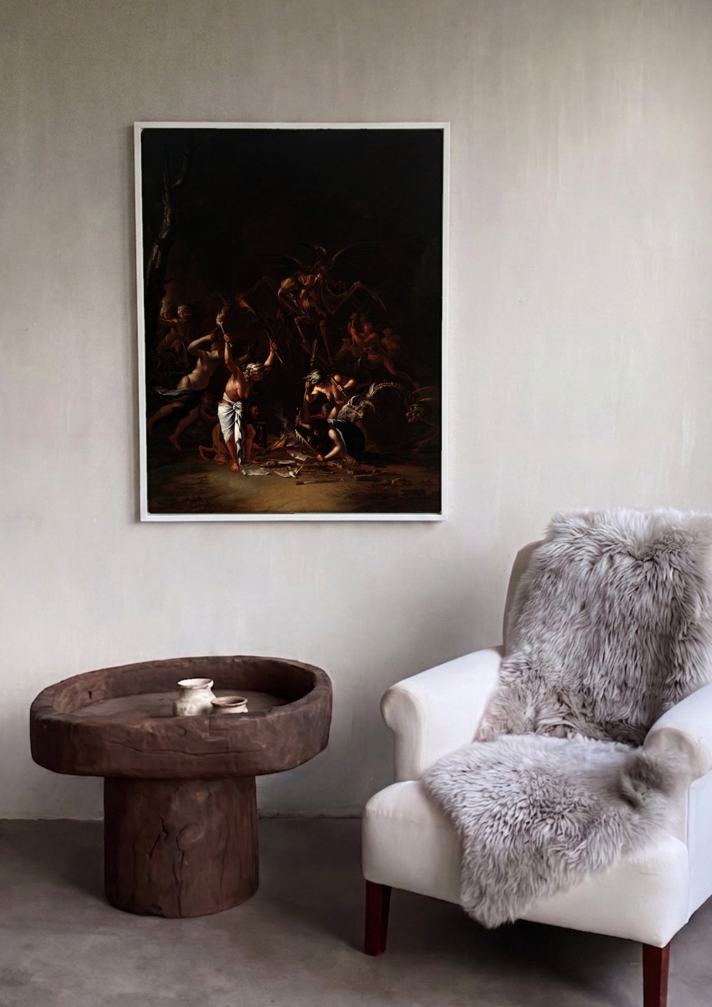 Quadro Decorativo A Feiticeira - Salvator Rosa em ambiente decorado