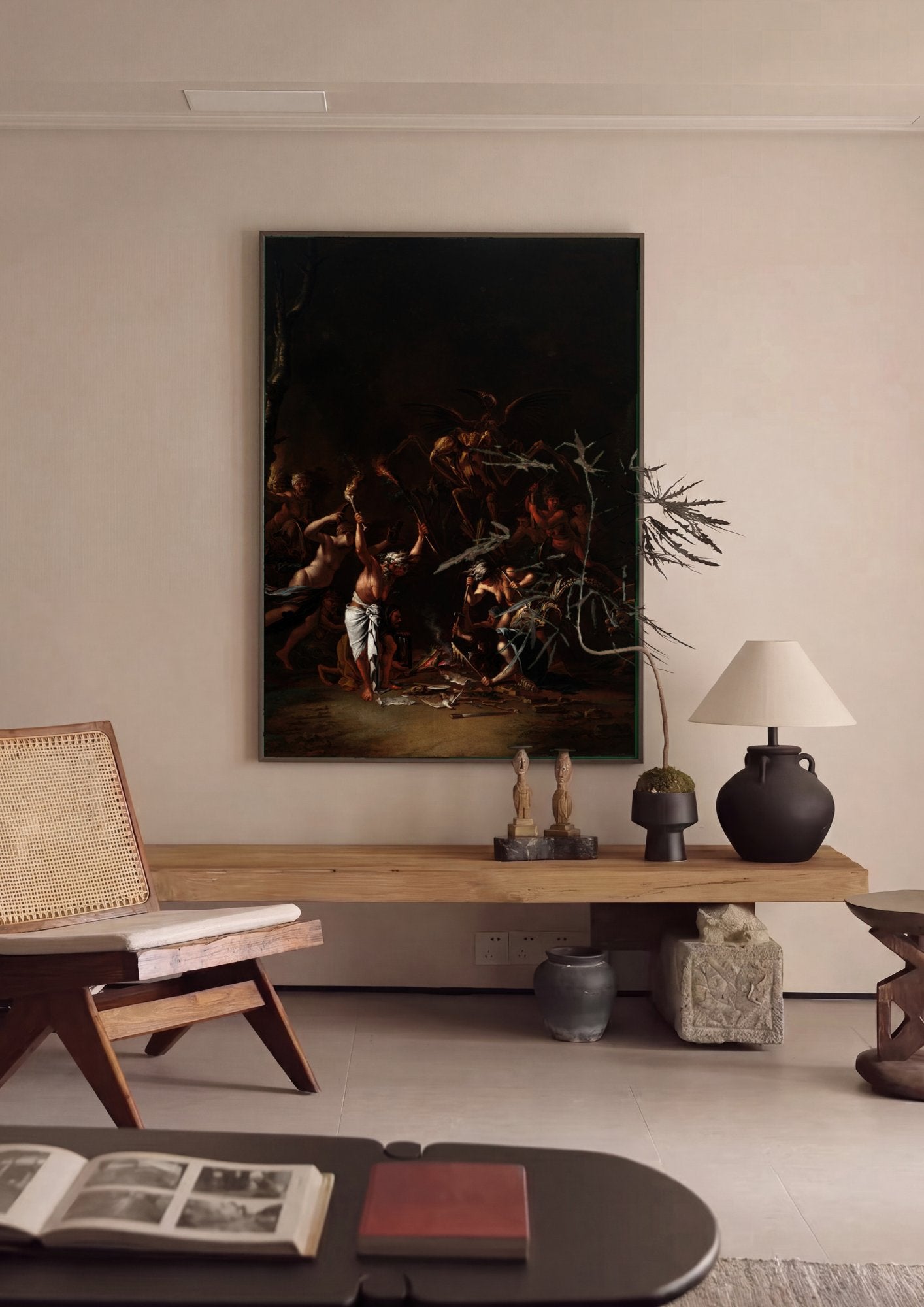 Quadro Decorativo A Feiticeira - Salvator Rosa em ambiente decorado