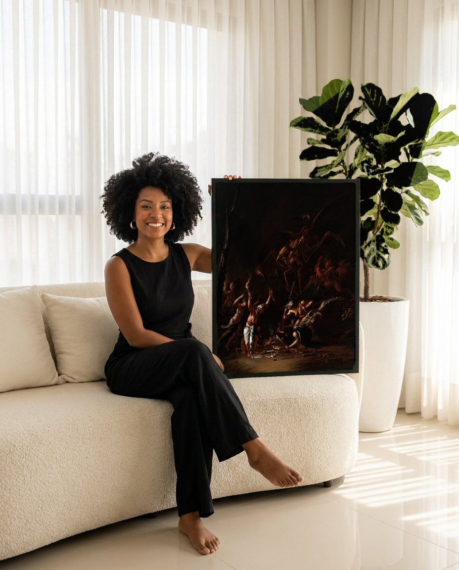 Quadro Decorativo A Feiticeira - Salvator Rosa com modelo em ambiente