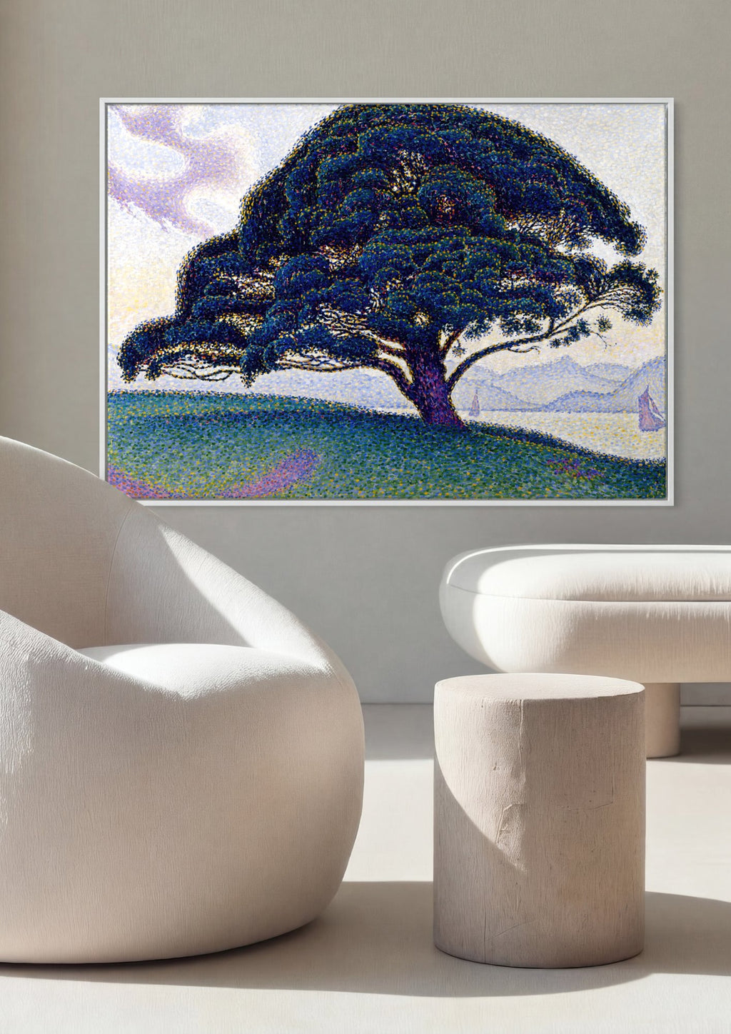 Quadro Decorativo O Pinheiro de Saint-Tropez - Paul Signac em ambiente decorado