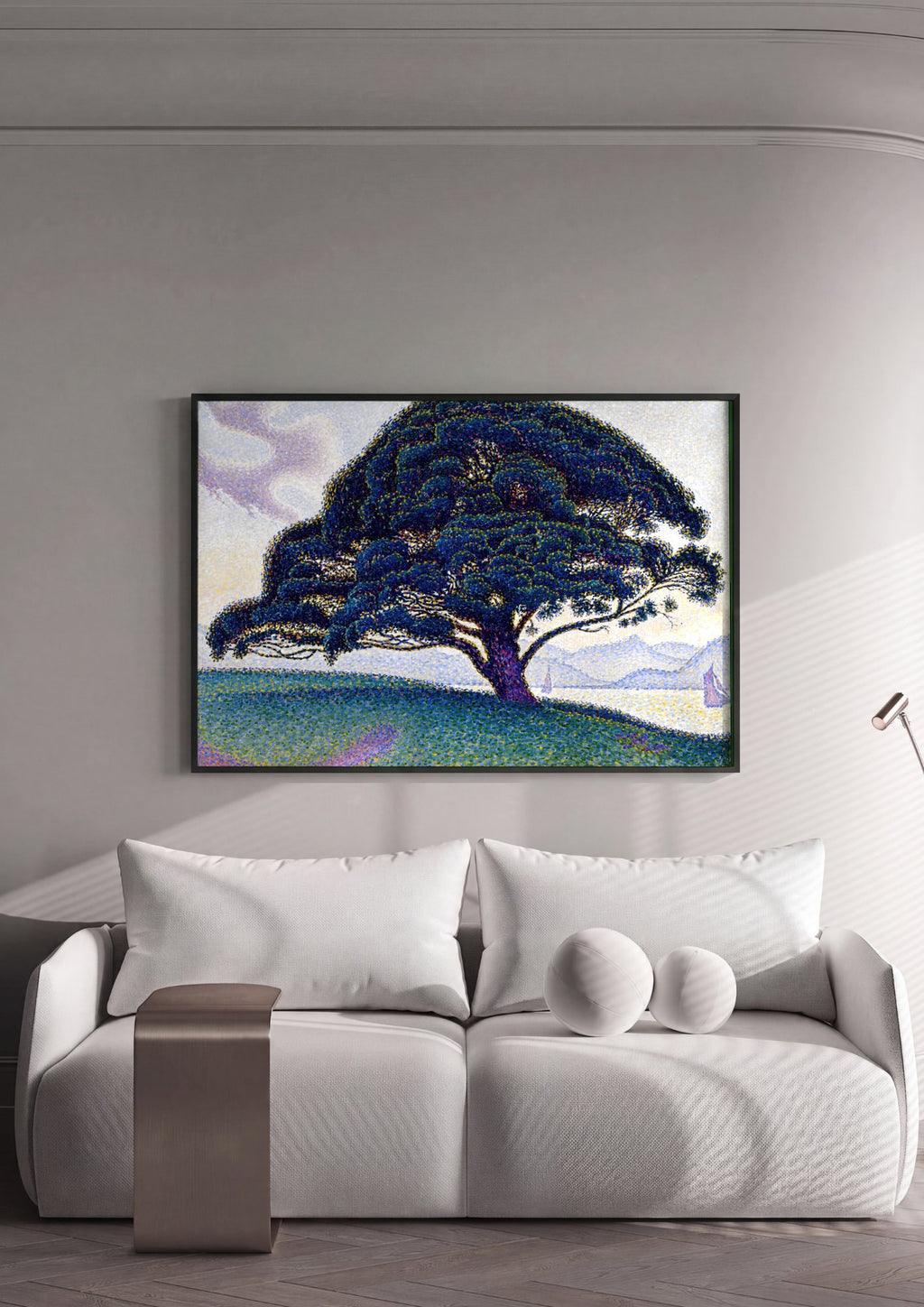 Quadro Decorativo O Pinheiro de Saint-Tropez - Paul Signac em ambiente decorado