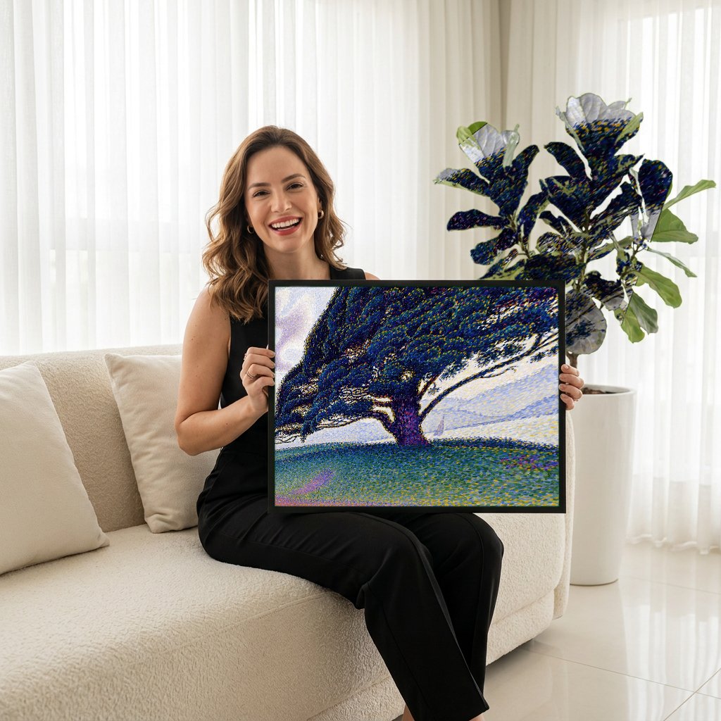 Quadro Decorativo O Pinheiro de Saint-Tropez - Paul Signac com modelo em ambiente