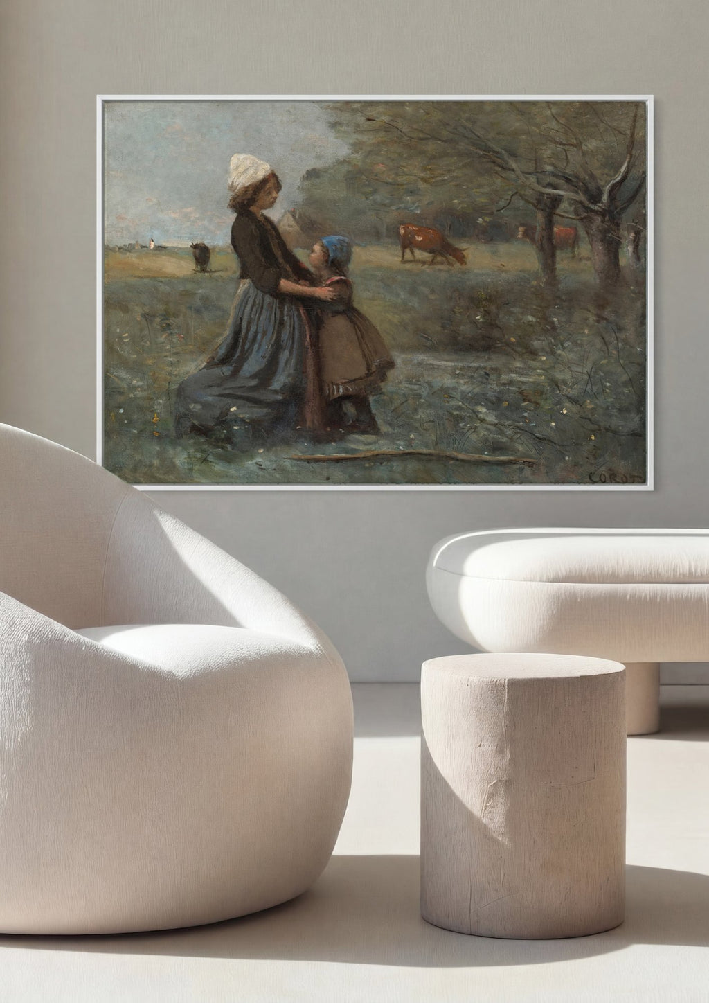 Quadro Decorativo Maternidade Campestre - Corot em ambiente decorado