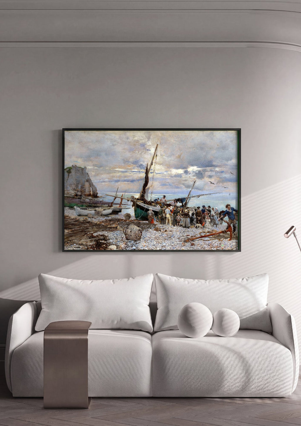 Quadro Decorativo Porto de Pesca em Etretat - Giovanni Boldini em ambiente decorado