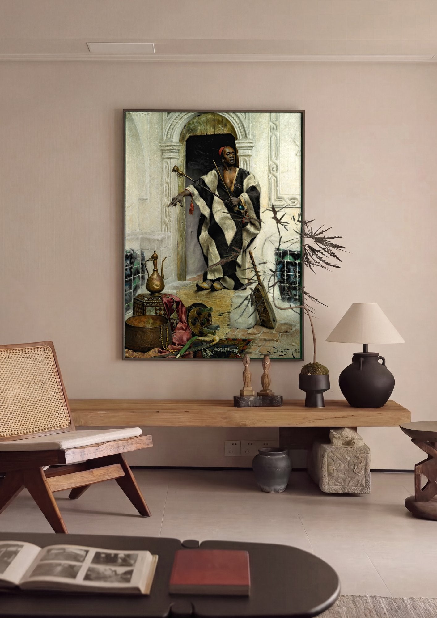 Quadro Decorativo O Músico - Ludwig Deutsch em ambiente decorado