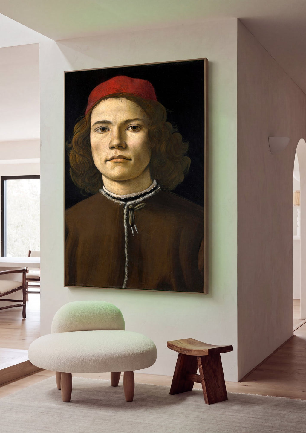 Quadro Decorativo Retrato de Jovem - Botticelli em ambiente decorado