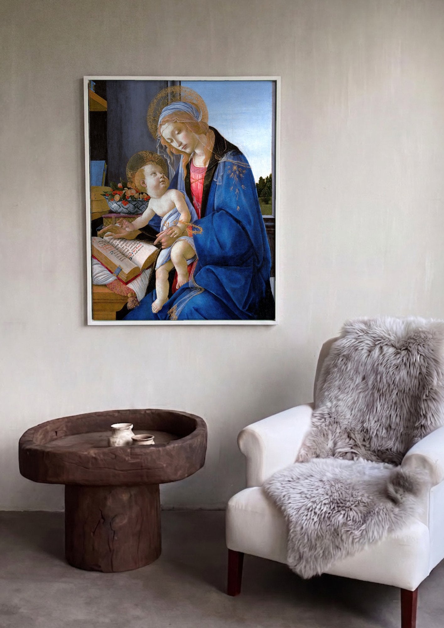 Quadro Decorativo Madonna do Livro - Botticelli em ambiente decorado