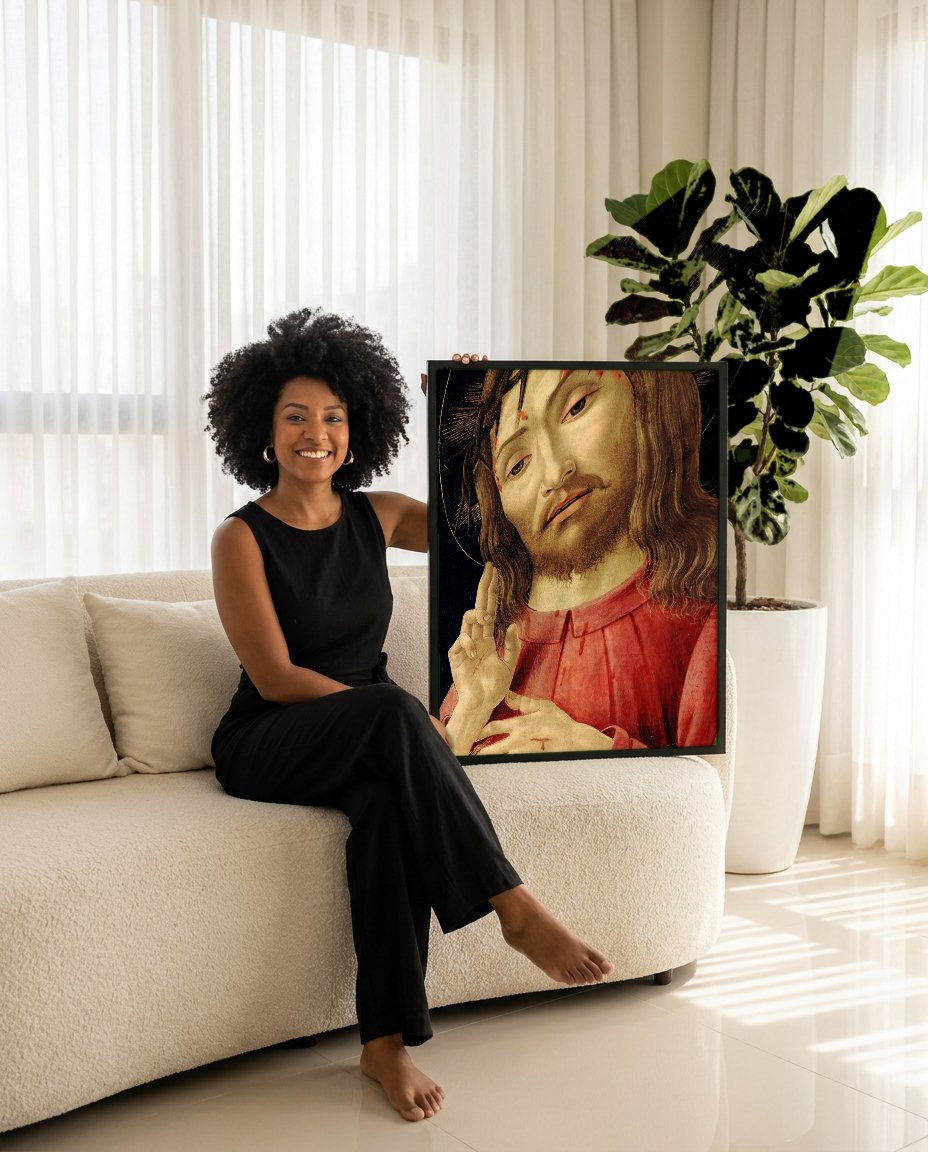 Quadro Decorativo Ecce Homo - Sandro Botticelli com modelo em ambiente