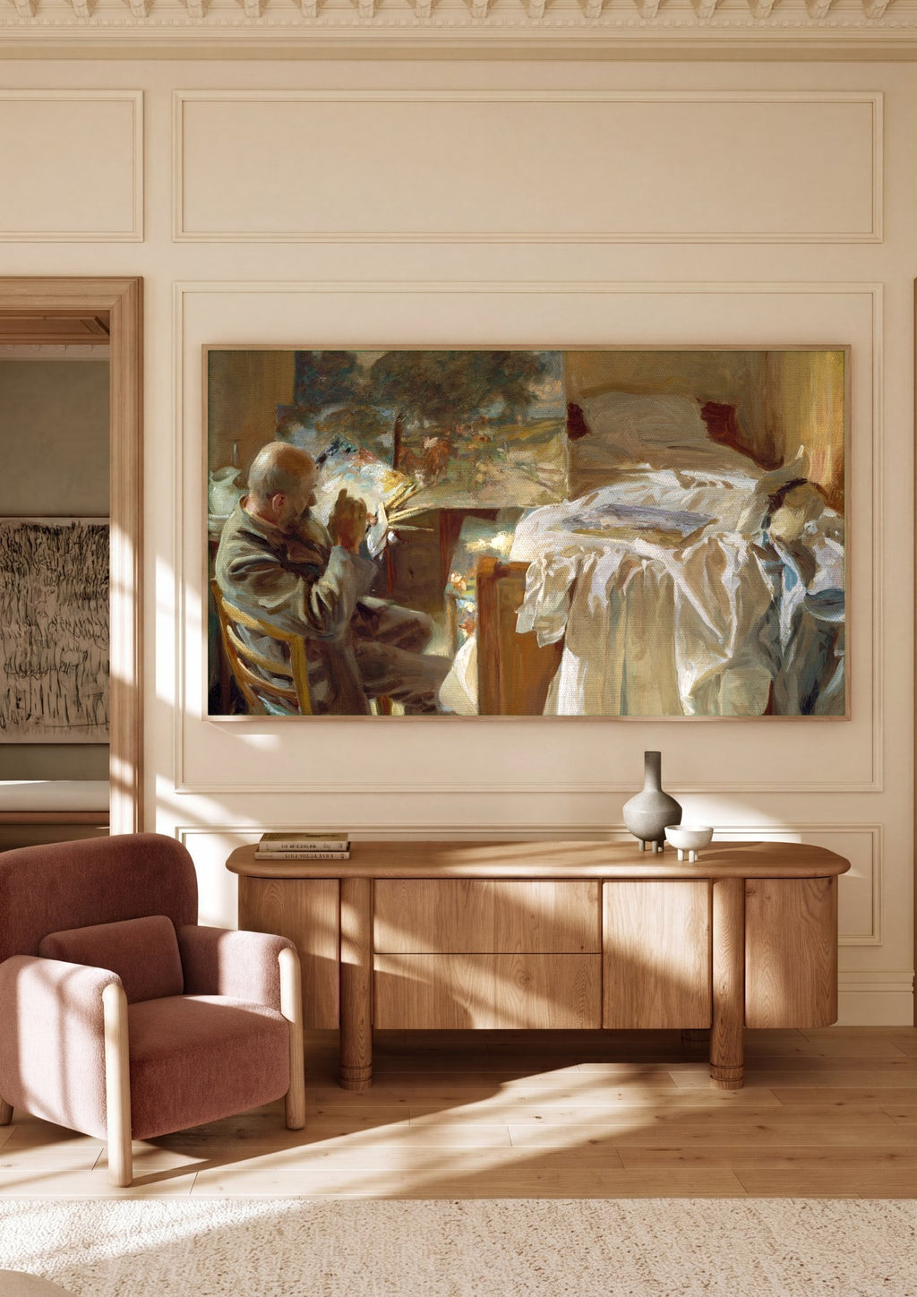Quadro Decorativo 'O Artista em Seu Estúdio' - John Singer Sargent em ambiente decorado