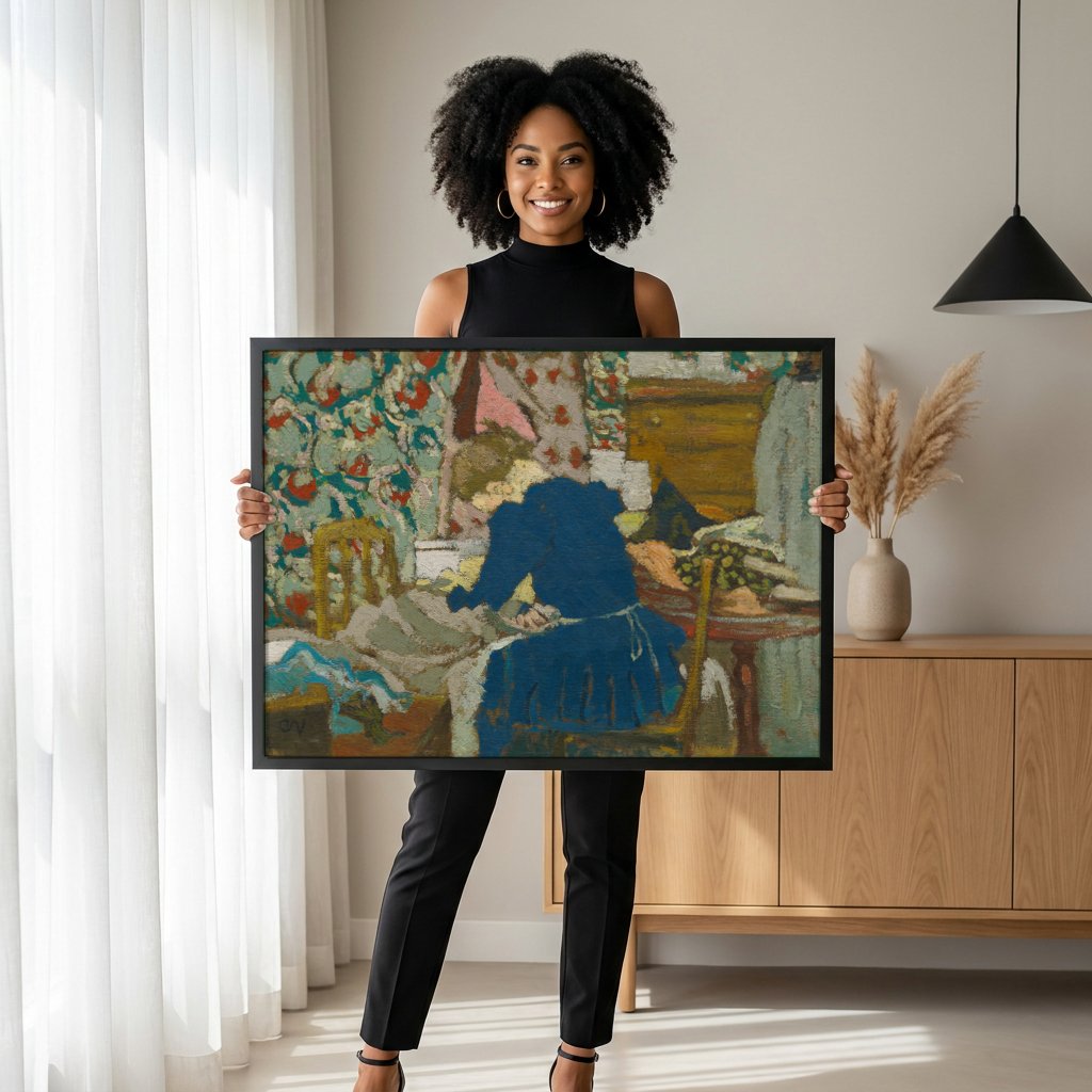 Quadro Decorativo A Costureira (La Couturière) - Vuillard com modelo em ambiente
