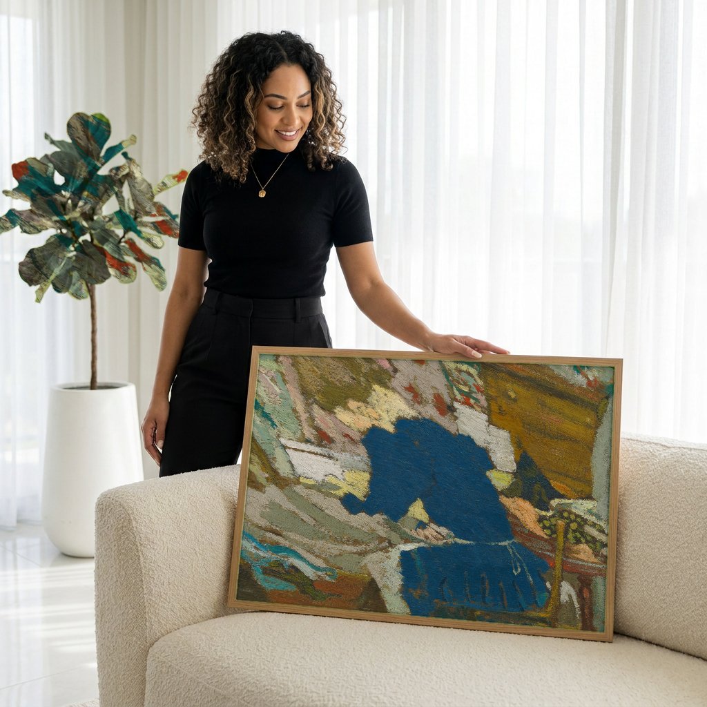 Quadro Decorativo A Costureira (La Couturière) - Vuillard com modelo em ambiente