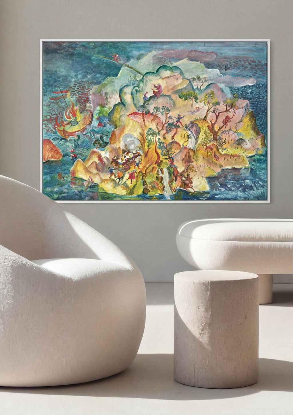 Quadro Decorativo A Ilha dos Bem-Aventurados - Oskar Laske em ambiente decorado