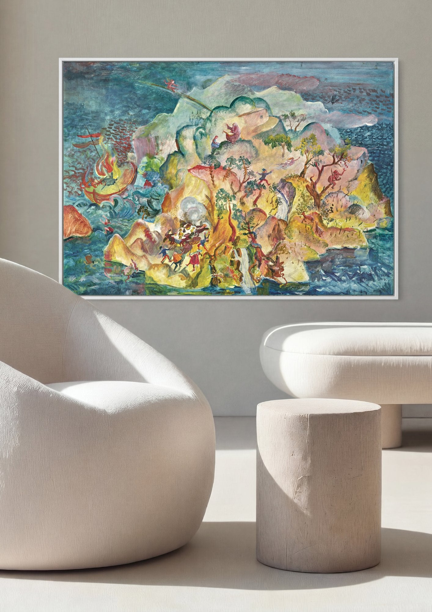 Quadro Decorativo A Ilha dos Bem-Aventurados - Oskar Laske em ambiente decorado