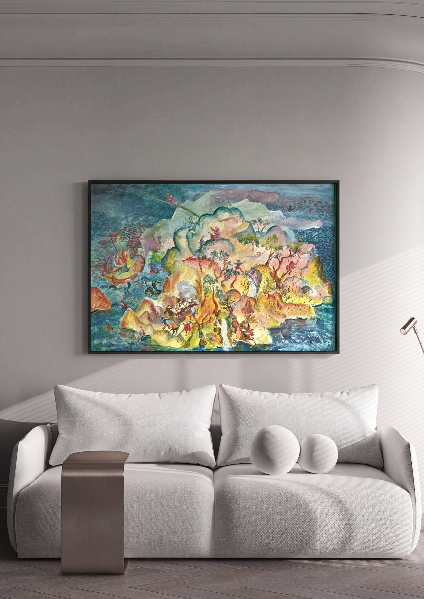 Quadro Decorativo A Ilha dos Bem-Aventurados - Oskar Laske em ambiente decorado