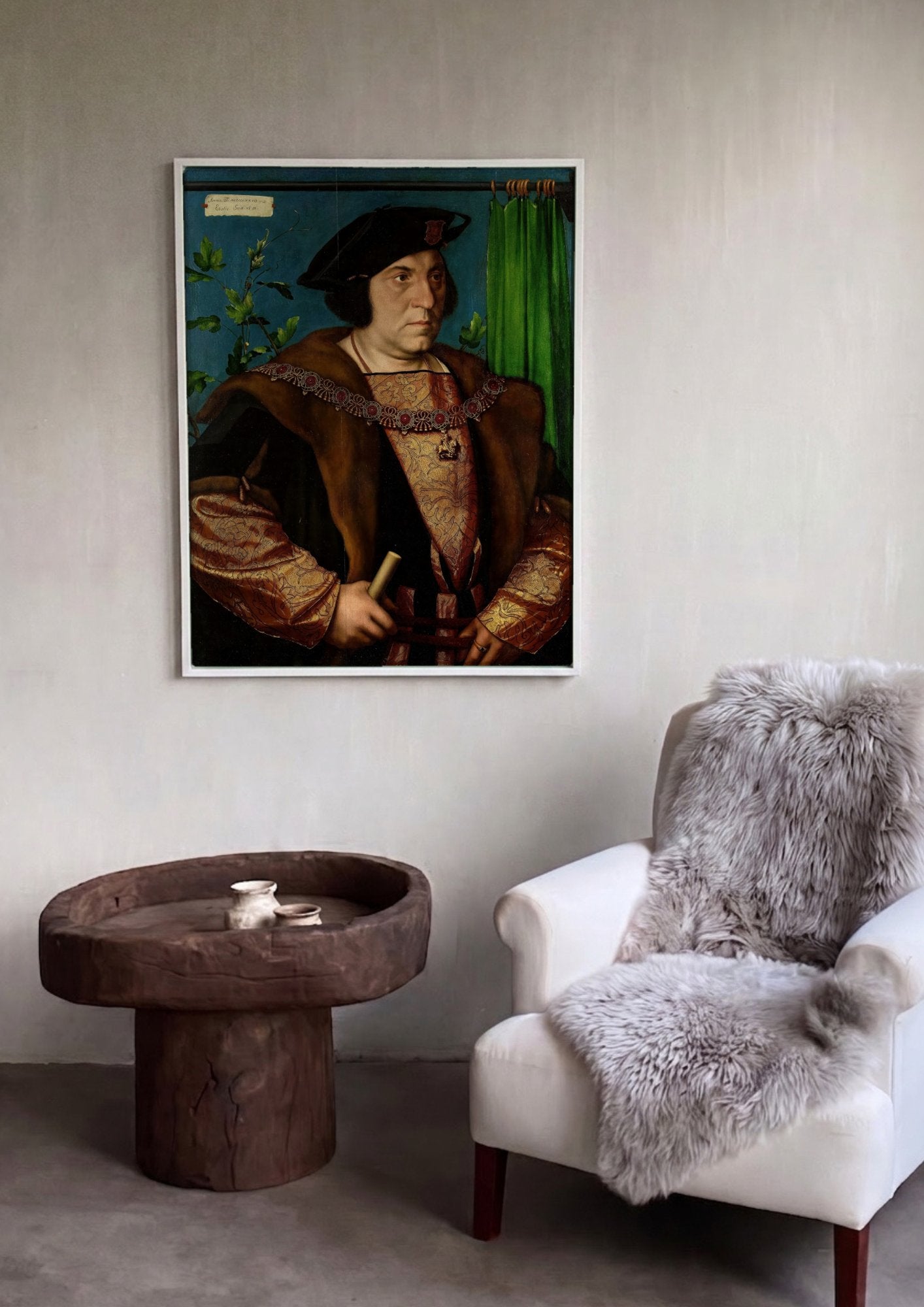 Quadro Decorativo Retrato de D. Dirck Tybis - Hans Holbein, o Jovem em ambiente decorado