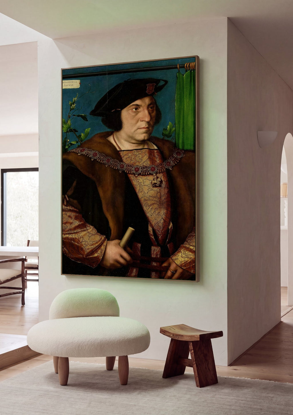Quadro Decorativo Retrato de D. Dirck Tybis - Hans Holbein, o Jovem em ambiente decorado