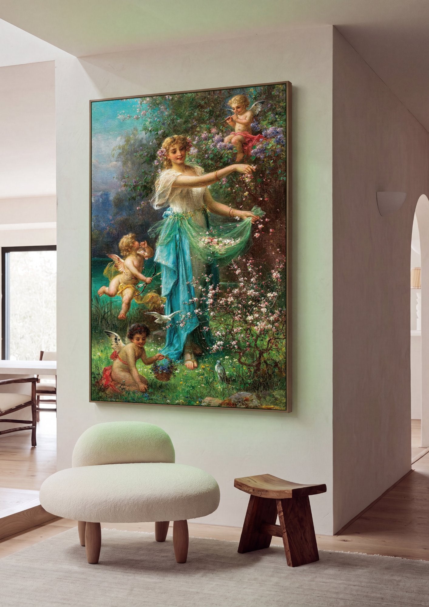 Quadro Decorativo A Primavera - Hans Zatzka em ambiente decorado