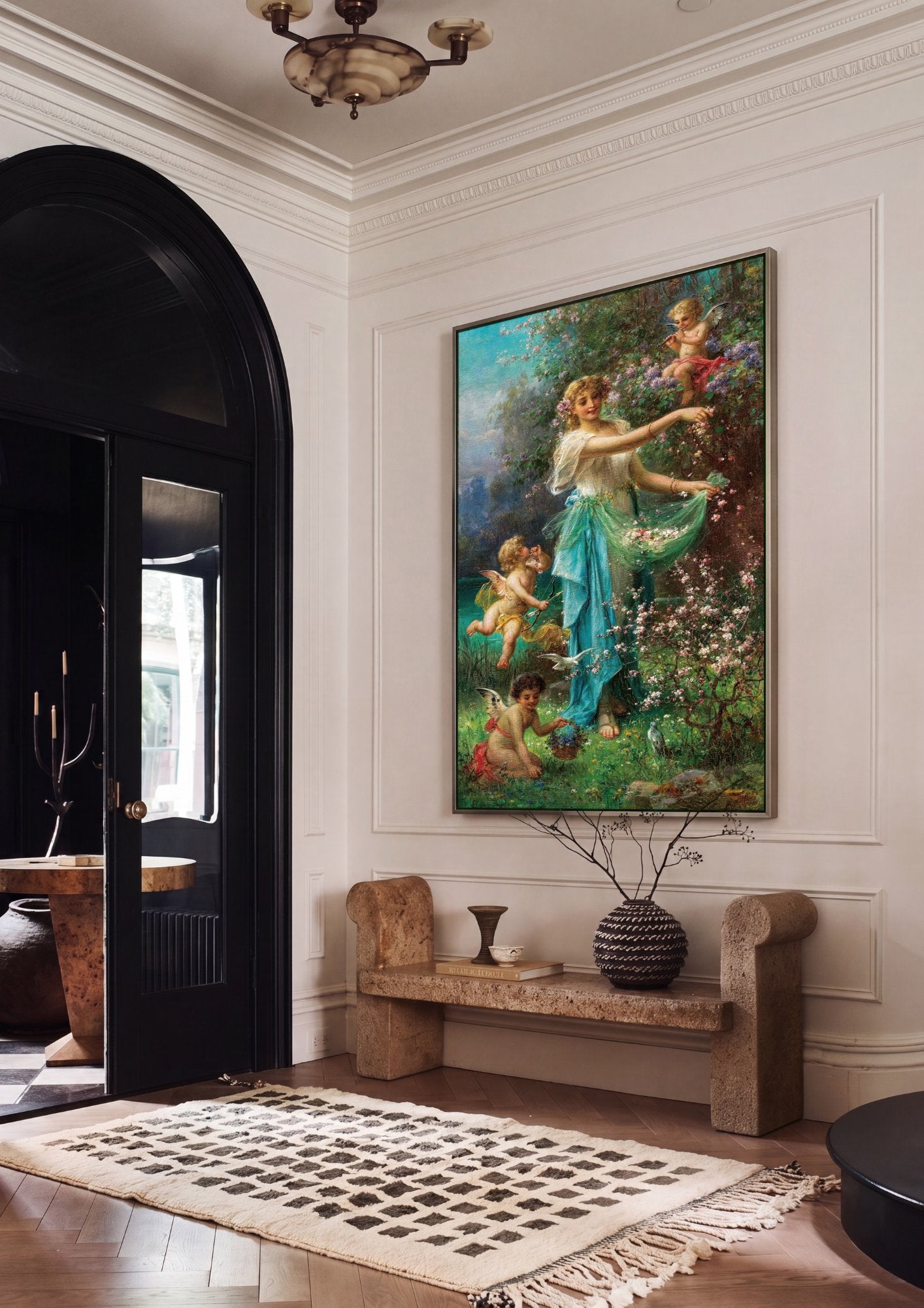 Quadro Decorativo A Primavera - Hans Zatzka em ambiente decorado