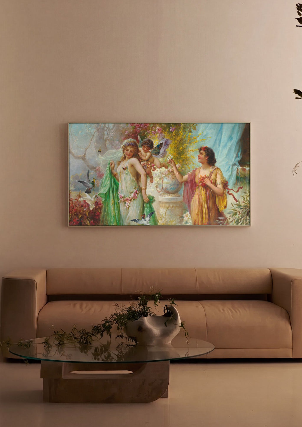 Quadro Decorativo A Primavera - Hans Zatzka em ambiente decorado
