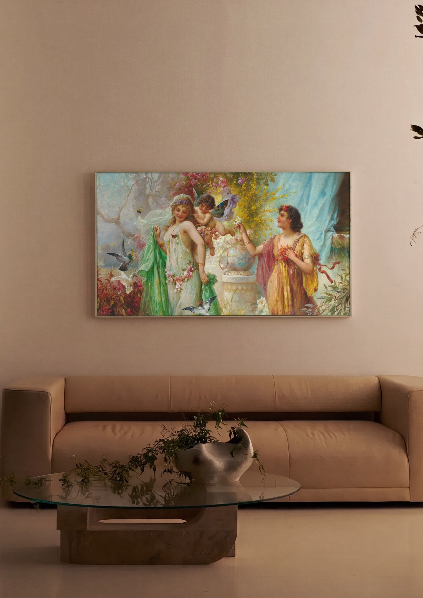 Quadro Decorativo A Primavera - Hans Zatzka em ambiente decorado