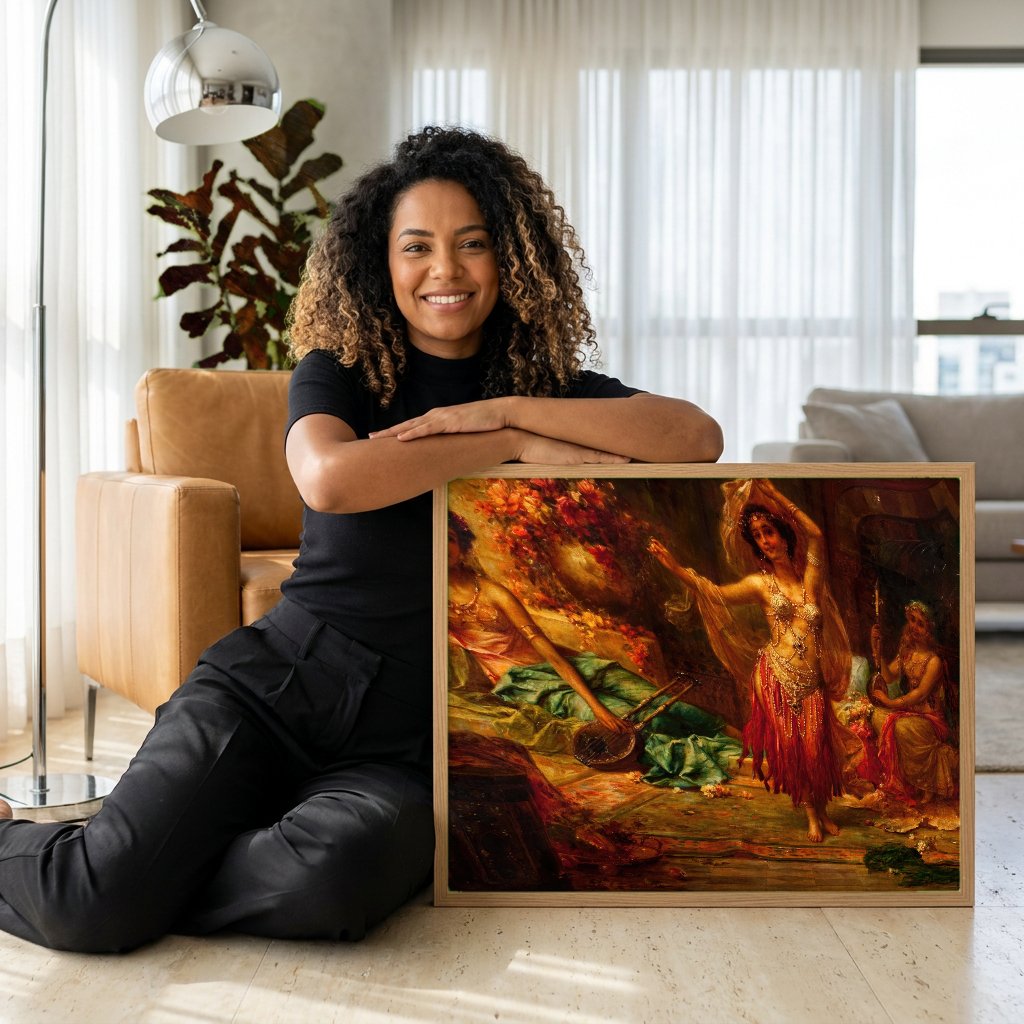 Quadro Decorativo A Dançarina - Hans Zatzka com modelo em ambiente
