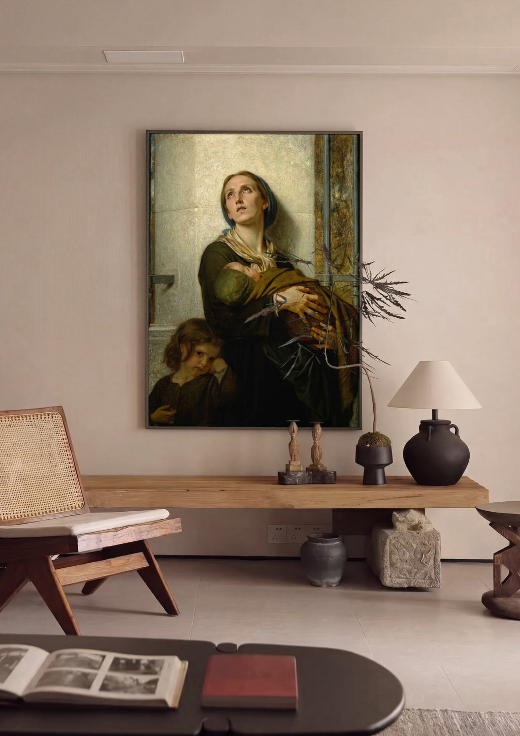 Quadro Decorativo A Mãe e Seus Filhos - Hugues Merle | quadro emoldurado na parede