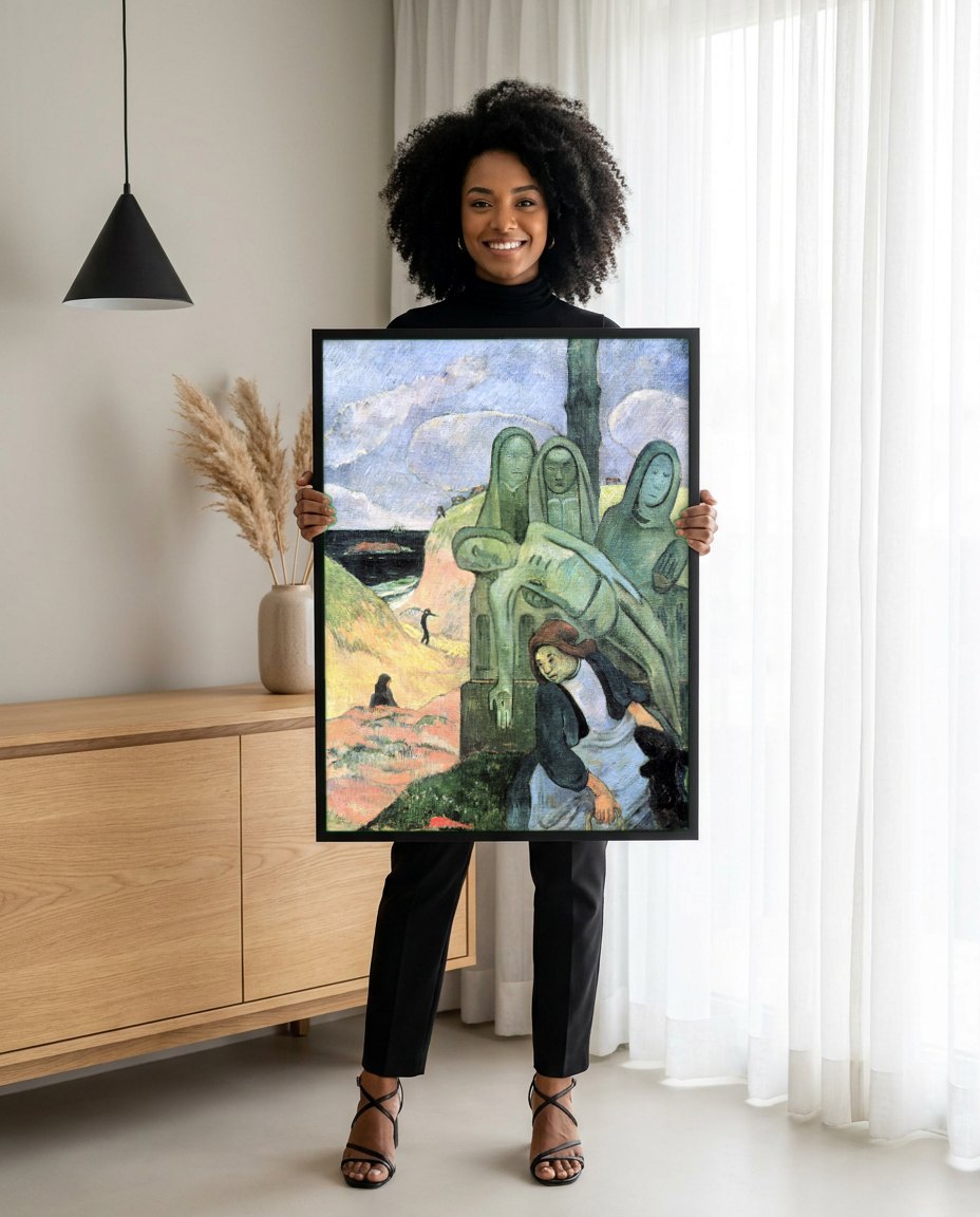 Quadro Decorativo A Deposição – Paul Gauguin | modelo apresentando o quadro emoldurado