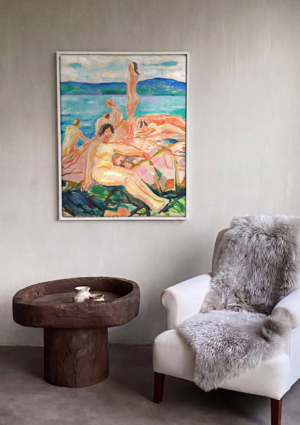 Quadro Decorativo Banho de Sol - Edvard Munch | quadro emoldurado na parede