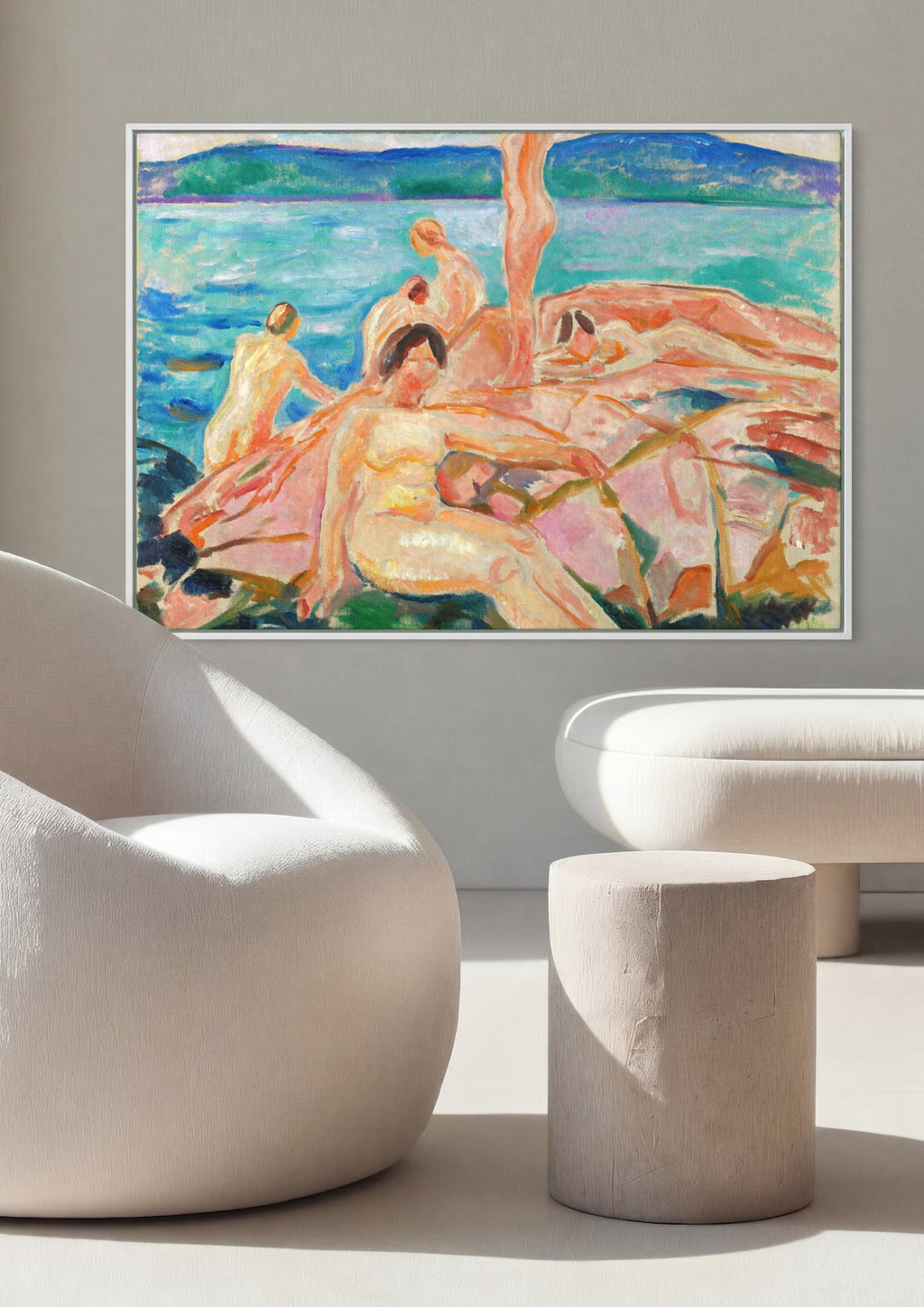 Quadro Decorativo Banho de Sol - Edvard Munch | quadro emoldurado na parede