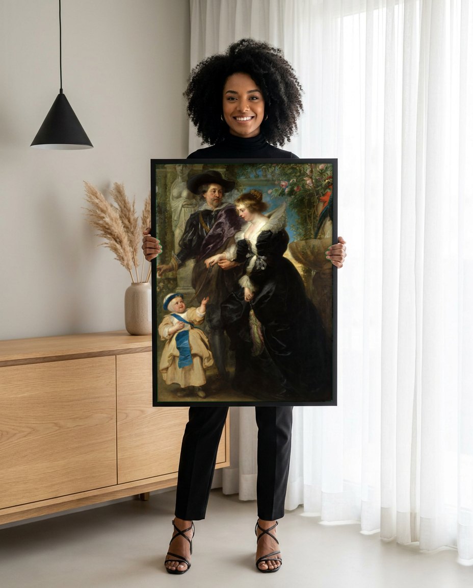 Quadro Decorativo A Família de Rubens - Rubens | modelo apresentando o quadro emoldurado