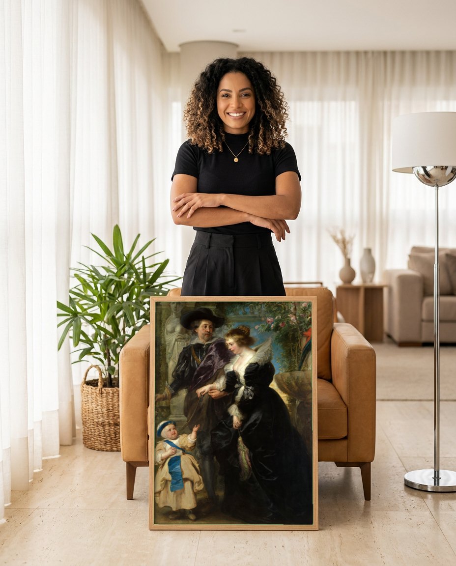 Quadro Decorativo A Família de Rubens - Rubens | modelo apresentando o quadro emoldurado