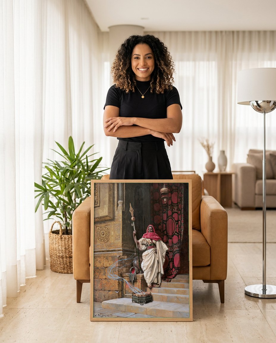 Quadro Decorativo O Sentinela - Ludwig Deutsch | modelo apresentando o quadro emoldurado