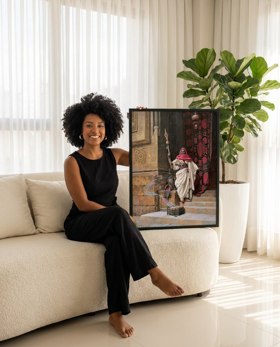 Quadro Decorativo O Sentinela - Ludwig Deutsch | modelo apresentando o quadro emoldurado