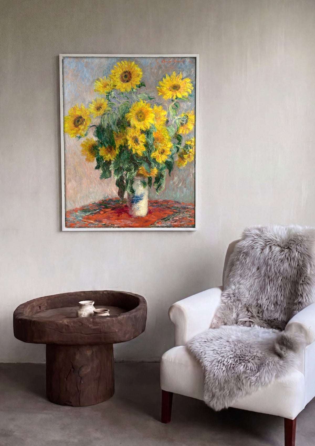Quadro Decorativo Girassóis em Vaso - Claude Monet | quadro emoldurado na parede