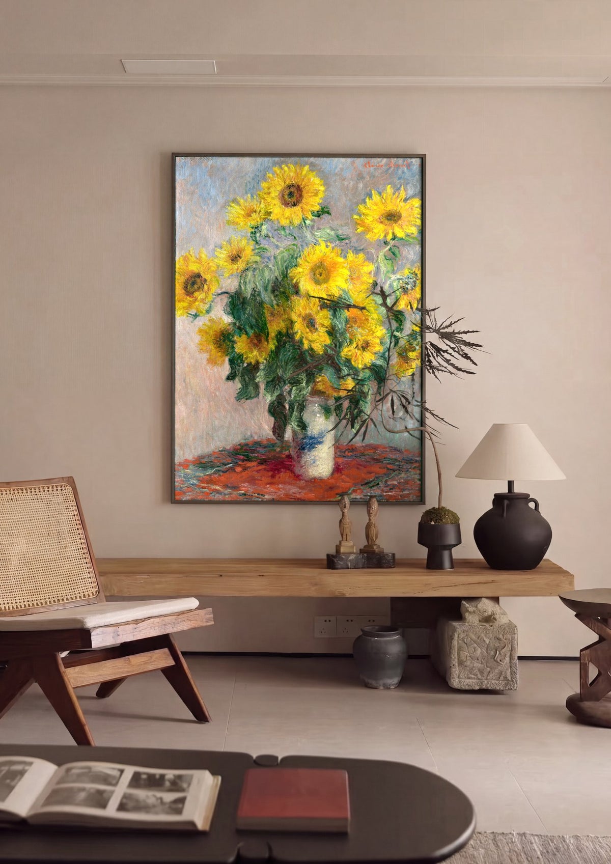 Quadro Decorativo Girassóis em Vaso - Claude Monet | quadro emoldurado na parede