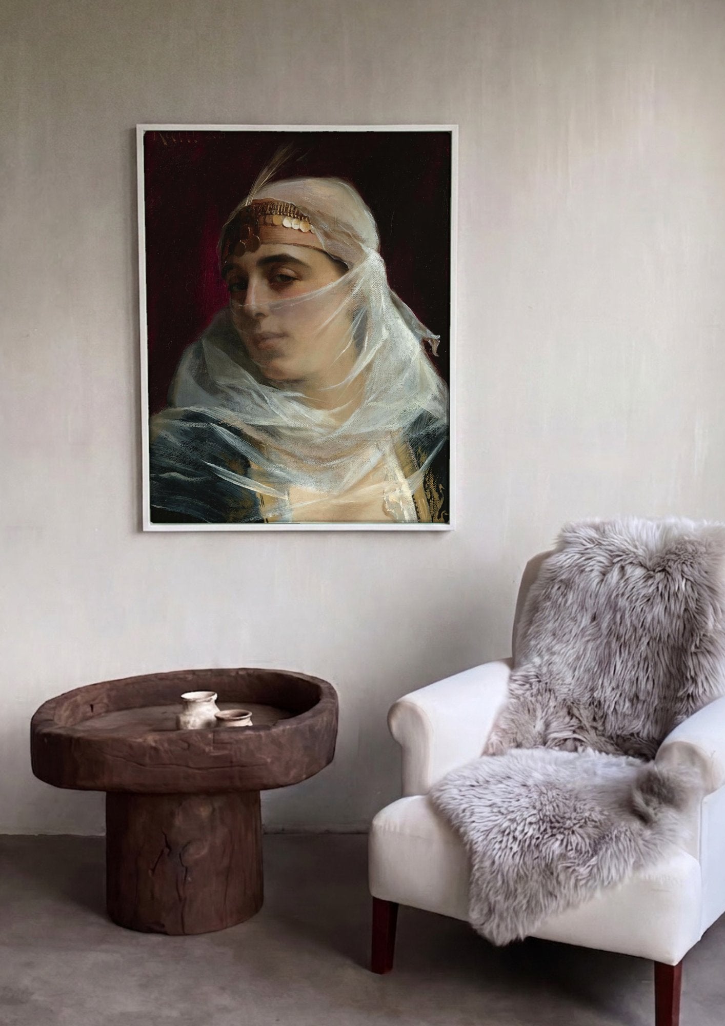 Quadro Decorativo A Mulher Oriental (ou A Moça Velada) - Ralli em ambiente decorado