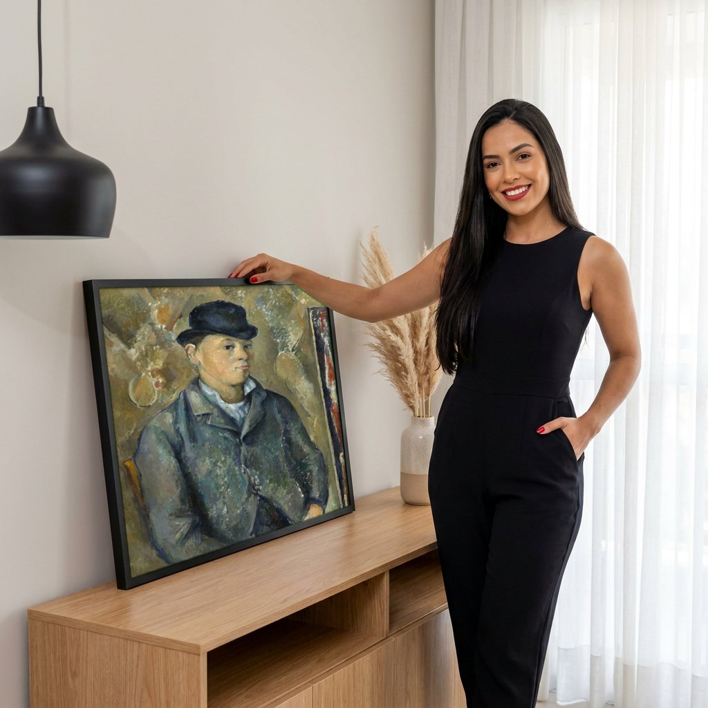 Quadro Decorativo O Filho do Artista, Paul Cezanne | modelo apresentando o quadro emoldurado