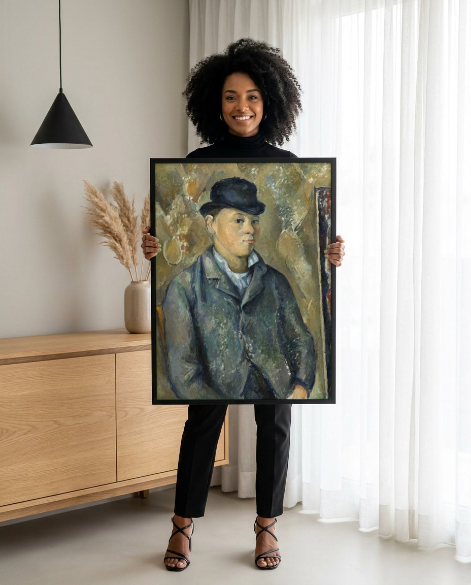 Quadro Decorativo O Filho do Artista, Paul Cezanne | modelo apresentando o quadro emoldurado