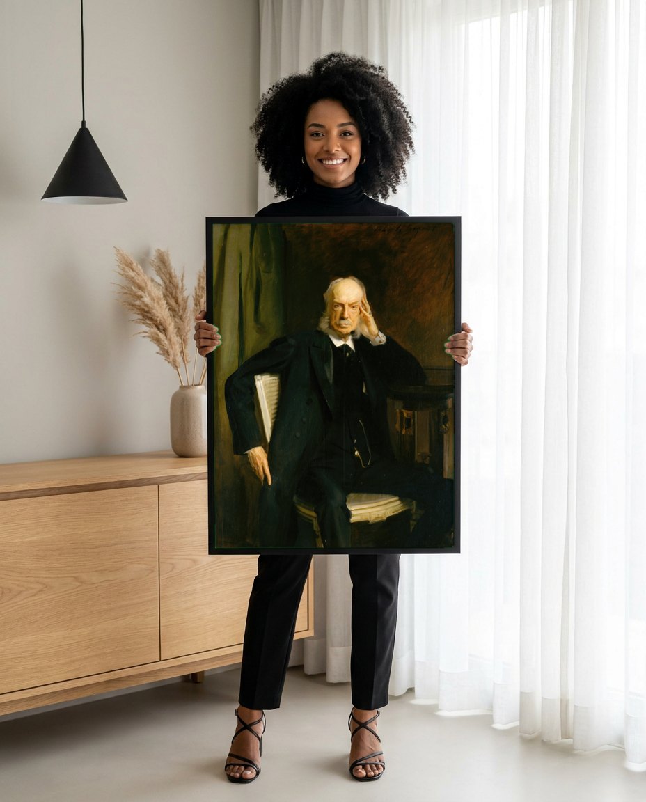 Quadro Decorativo Retrato de Gabriel Fauré - John Singer Sargent | modelo apresentando o quadro emoldurado