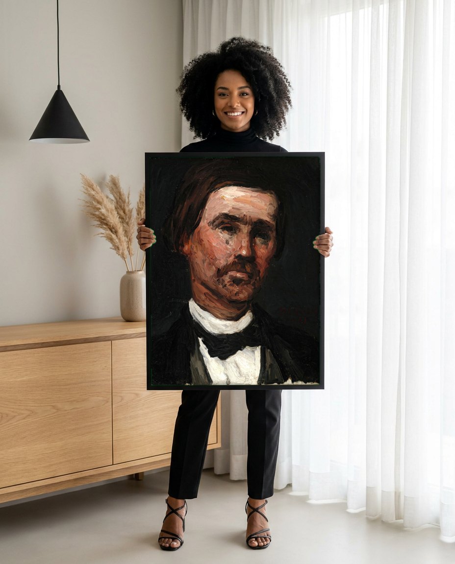 Quadro Decorativo Retrato do Artista - Paul Cézanne | modelo apresentando o quadro emoldurado