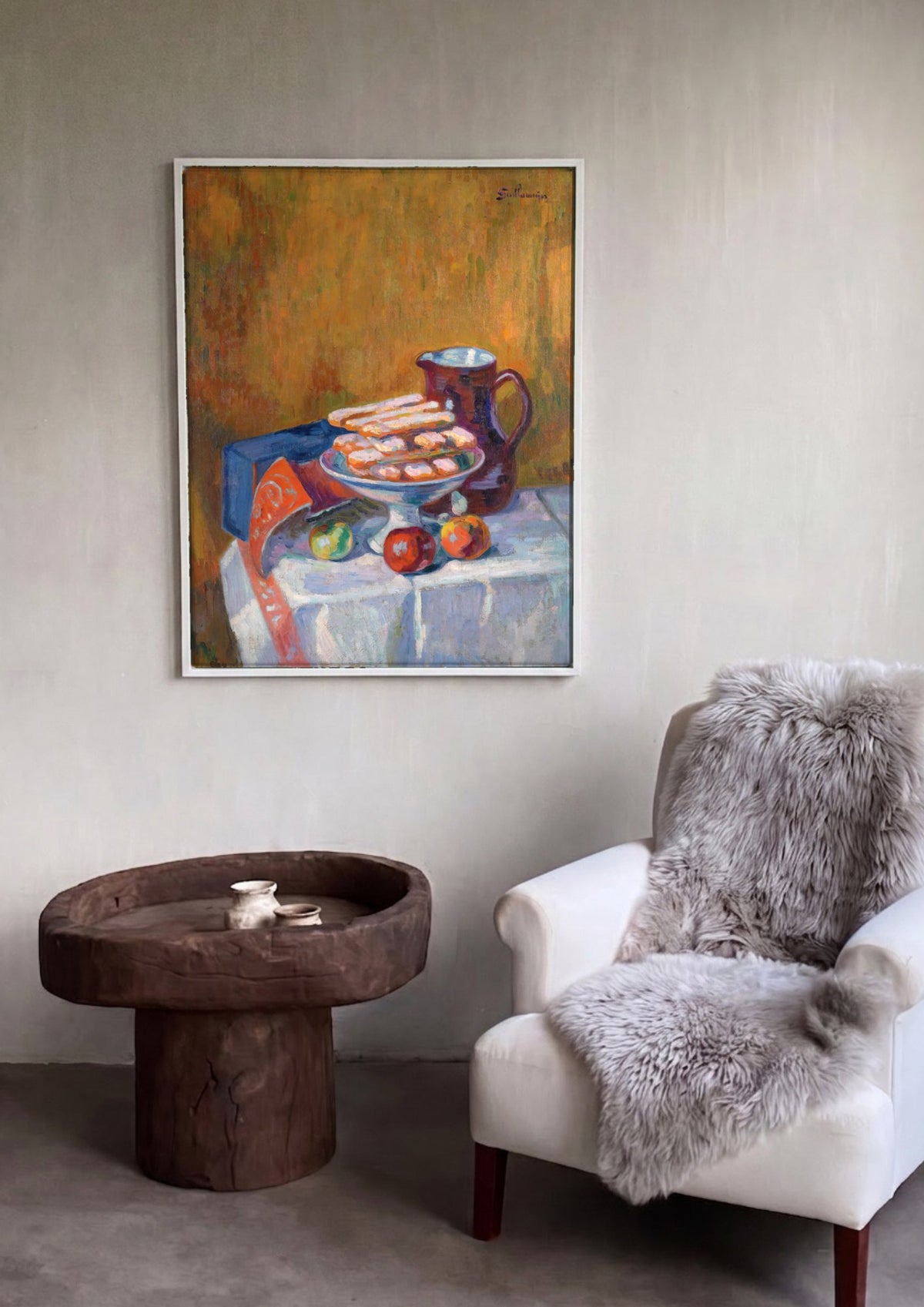 Quadro Decorativo Natureza-Morta com Frutas e Biscoitos - Guillaumin | quadro emoldurado na parede