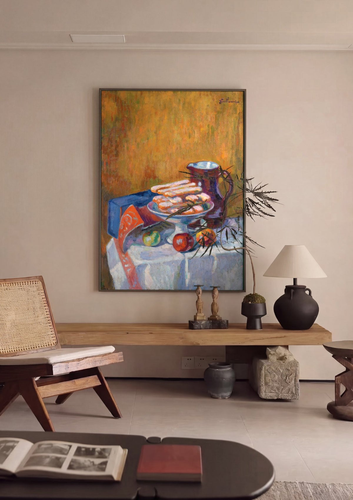 Quadro Decorativo Natureza-Morta com Frutas e Biscoitos - Guillaumin | quadro emoldurado na parede