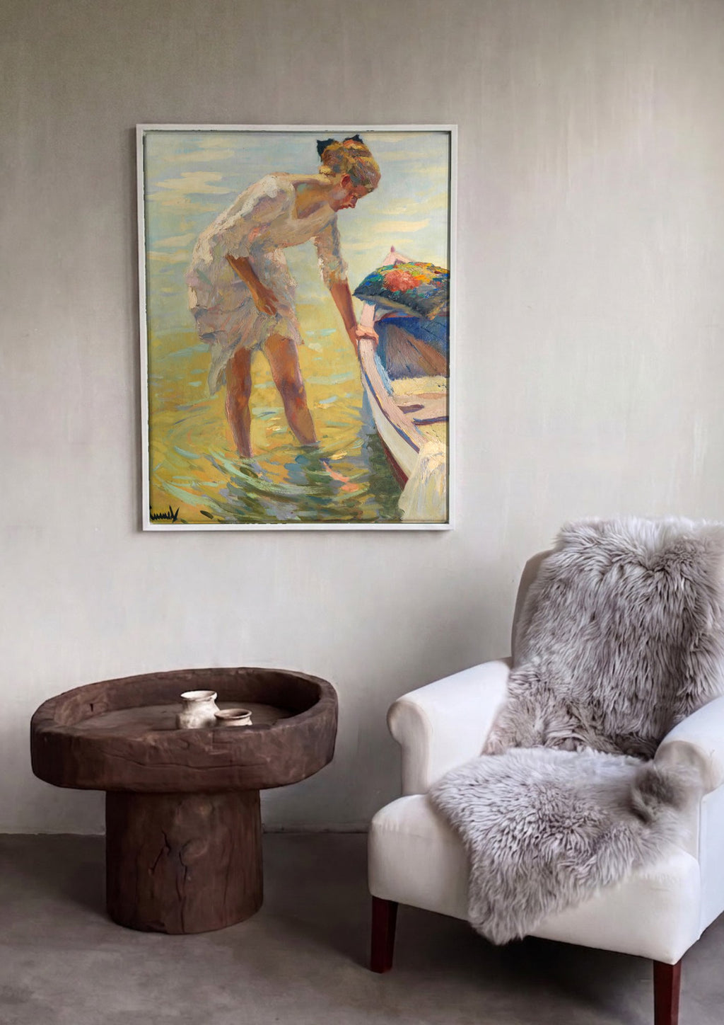 Quadro Decorativo Moça na Água - Edward Cucuel | quadro emoldurado na parede