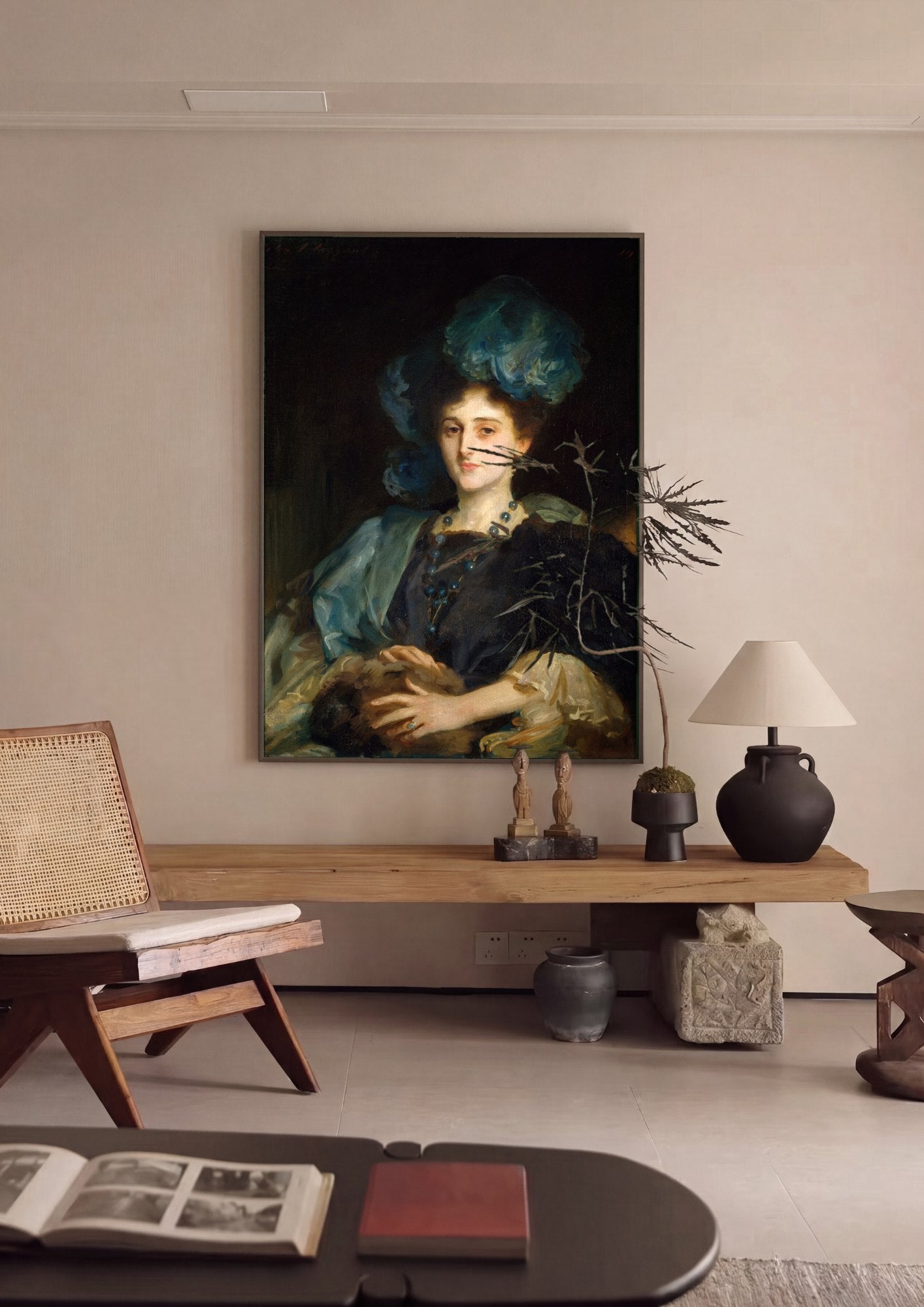Quadro Decorativo Senhora com Chapéu Azul - John Singer Sargent | quadro emoldurado na parede
