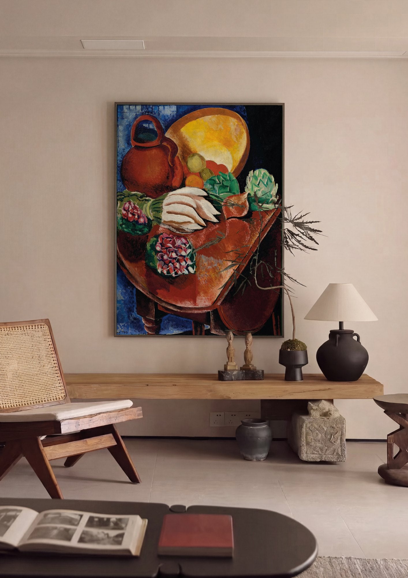 Quadro Decorativo Natureza-Morta com Frutas e Jarro - Moïse Kisling | quadro emoldurado na parede