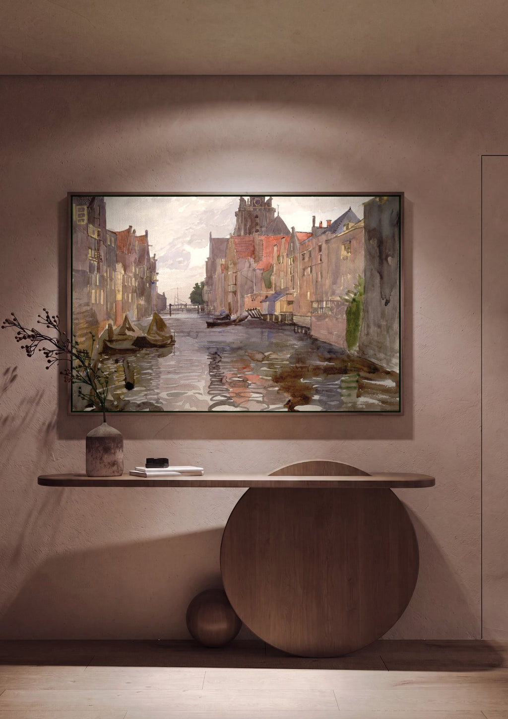 Quadro Decorativo Canal Urbano Europeu - Oskar Laske em ambiente decorado