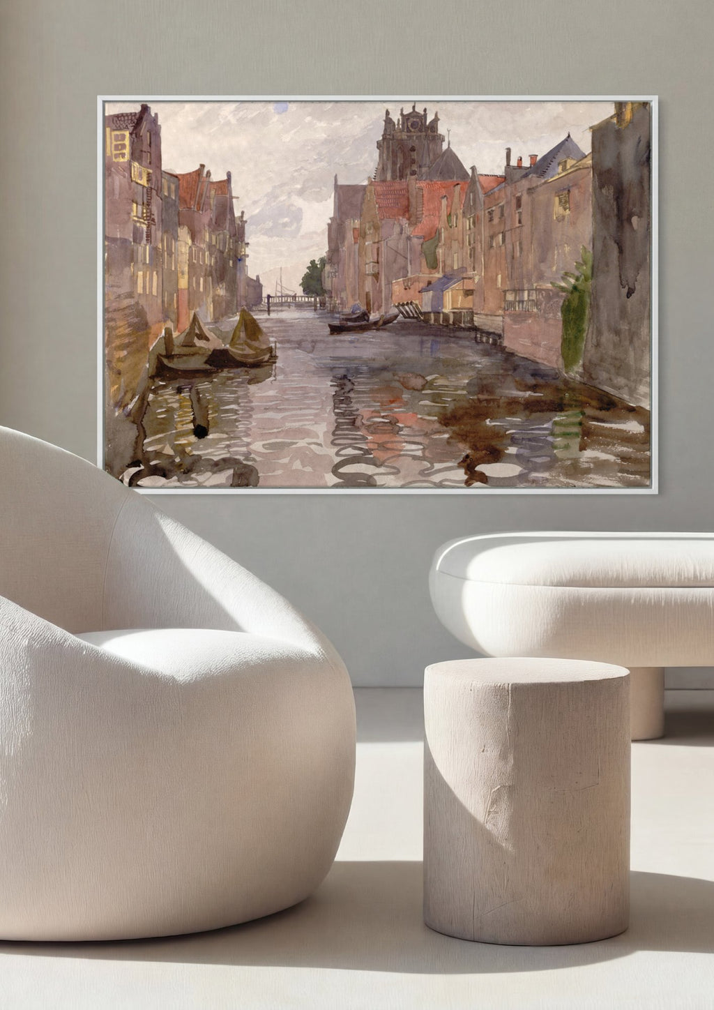 Quadro Decorativo Canal Urbano Europeu - Oskar Laske em ambiente decorado