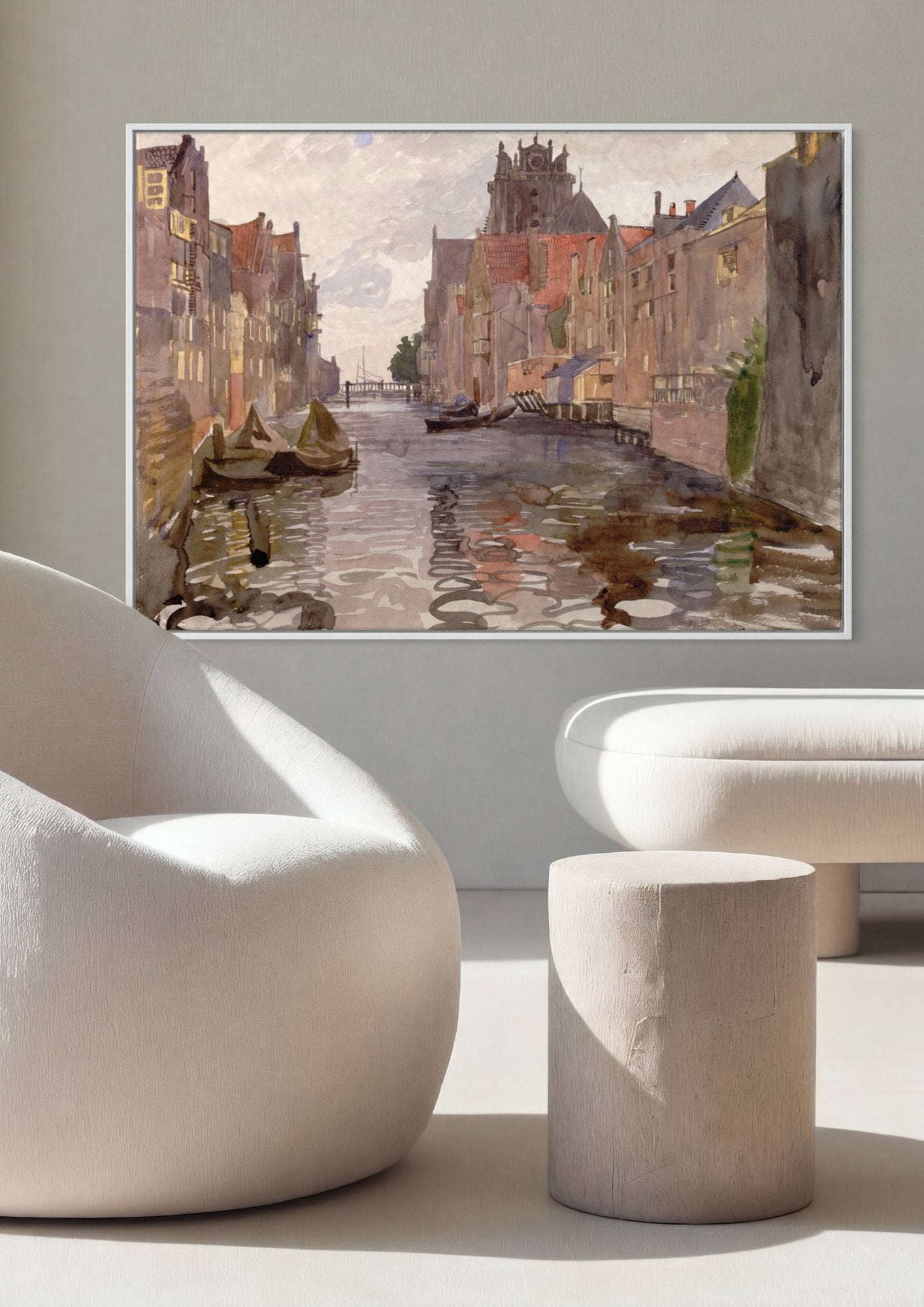 Quadro Decorativo Canal Urbano Europeu - Oskar Laske em ambiente decorado