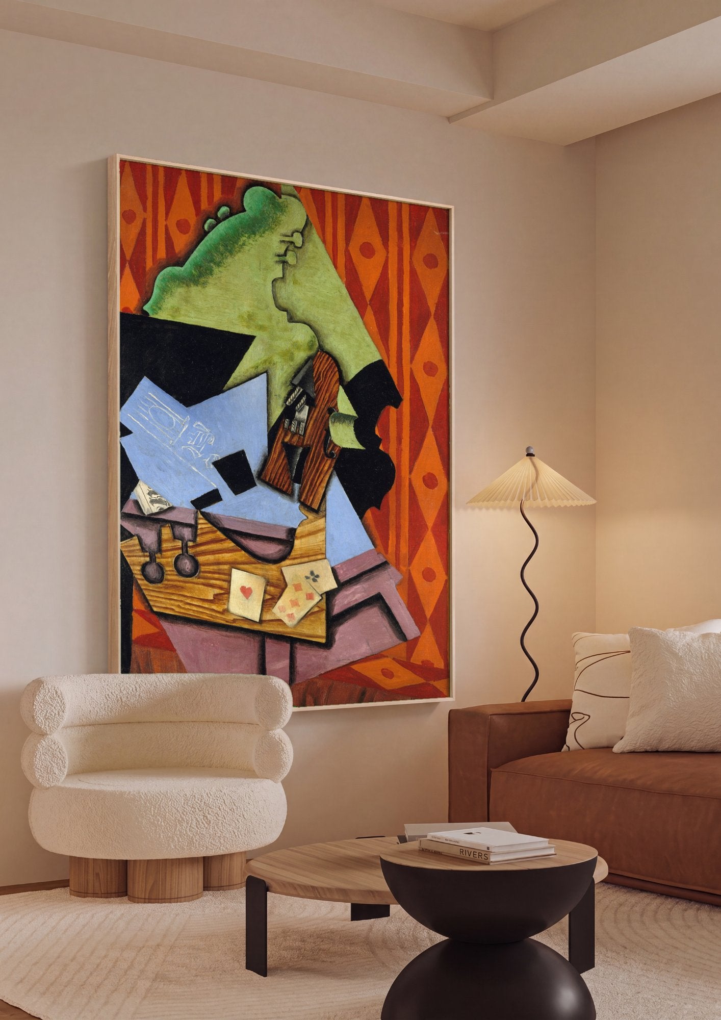 Quadro Decorativo A Mesa do Jogador - Juan Gris em ambiente decorado